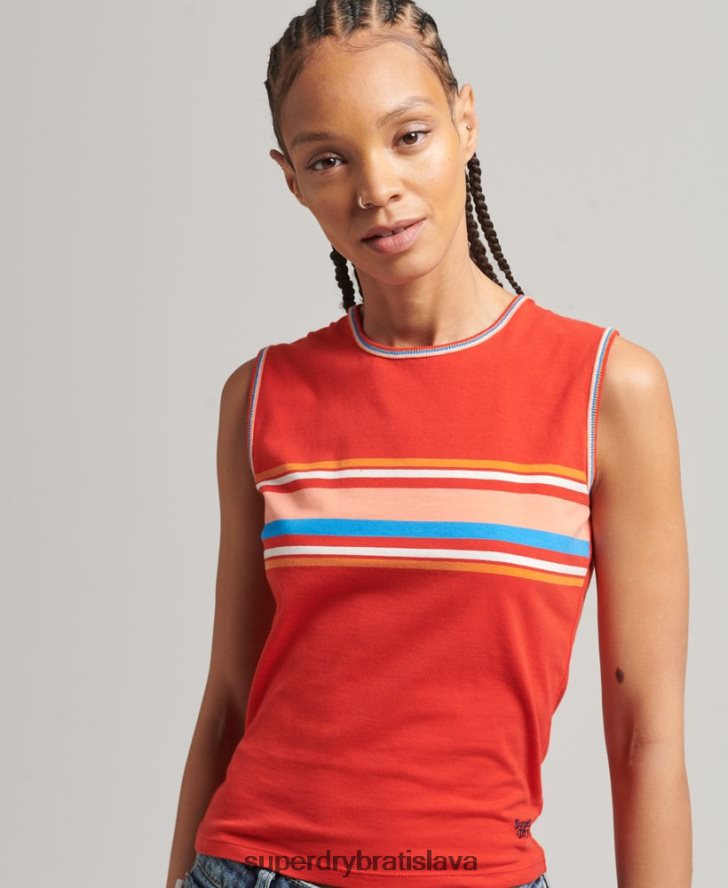 Superdry ženy tielko s pruhmi kali 6B4ZTR6536 oblečenie červená