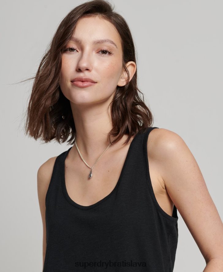 Superdry ženy tielko studios jersey 6B4ZTR2868 oblečenie čierna