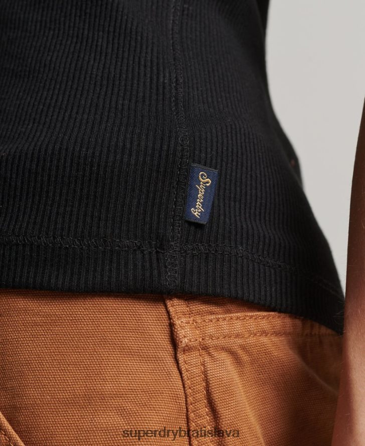 Superdry ženy vesta na gombíky 6B4ZTR2919 oblečenie čierna