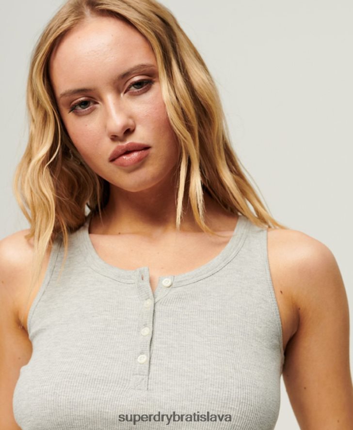 Superdry ženy vesta na gombíky 6B4ZTR2920 oblečenie sivá