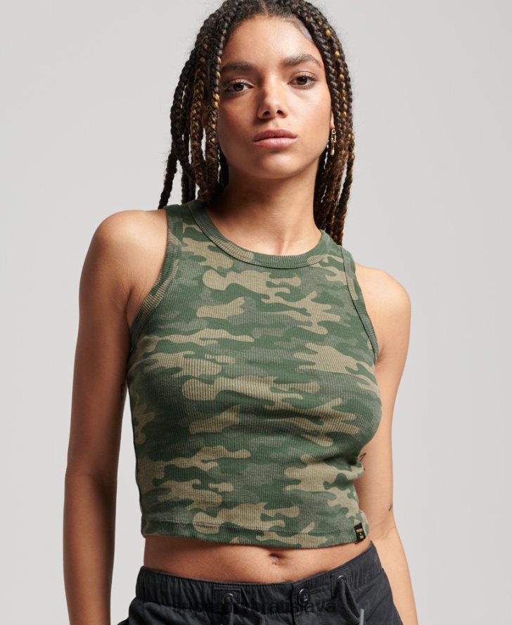 Superdry ženy vesta s celoplošnou potlačou pretekárskeho výstrihu 6B4ZTR6716 oblečenie zelená