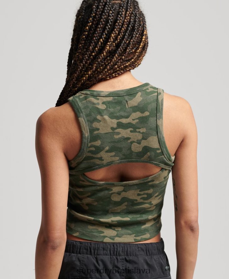 Superdry ženy vesta s celoplošnou potlačou pretekárskeho výstrihu 6B4ZTR6716 oblečenie zelená