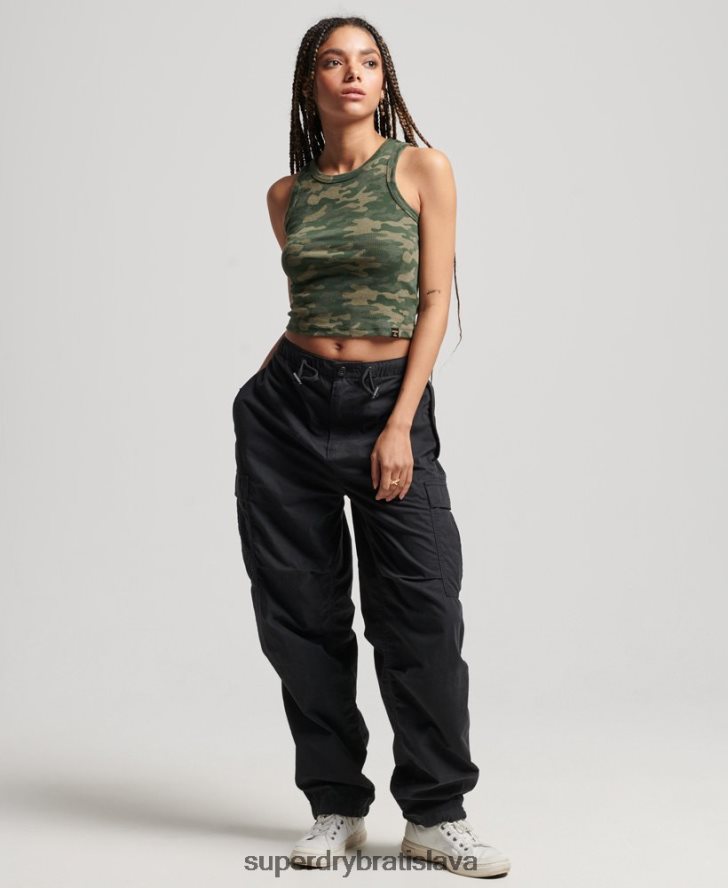 Superdry ženy vesta s celoplošnou potlačou pretekárskeho výstrihu 6B4ZTR6716 oblečenie zelená
