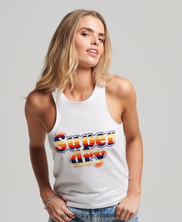 Superdry ženy vintage cooper klasické tielko 6B4ZTR2171 oblečenie biely
