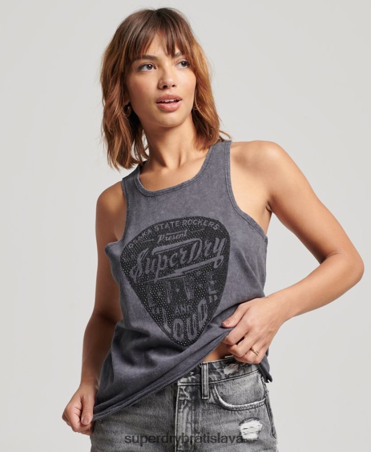 Superdry ženy vintage merch store vesta 6B4ZTR2910 oblečenie čierna