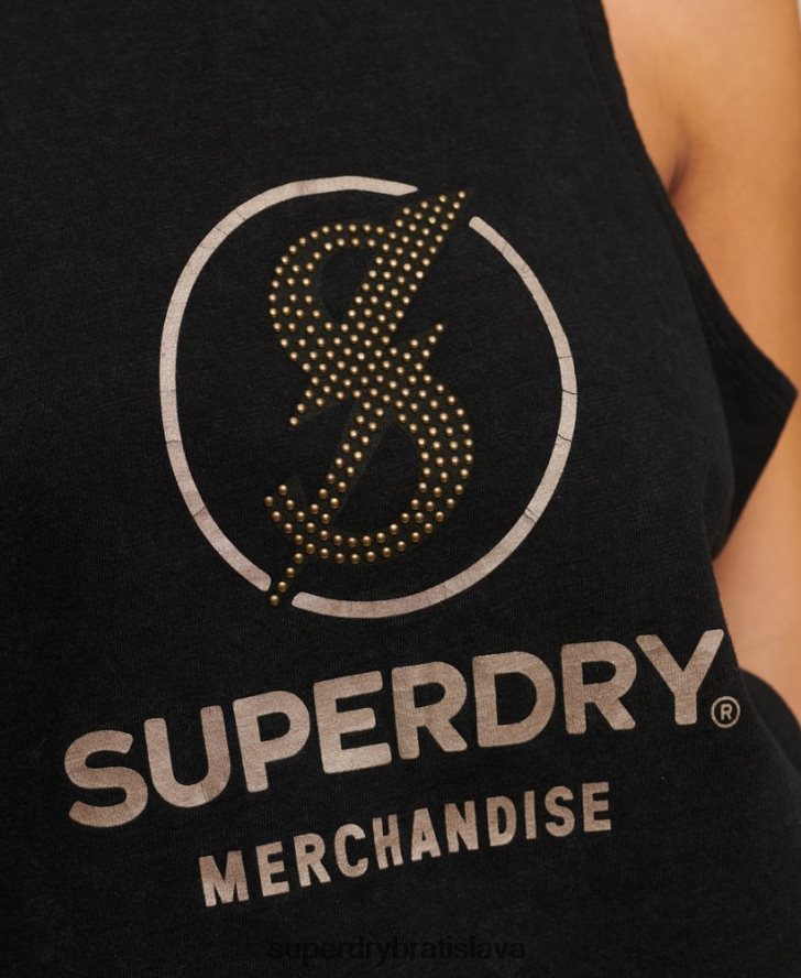 Superdry ženy vintage merch store vesta 6B4ZTR2964 oblečenie čierna