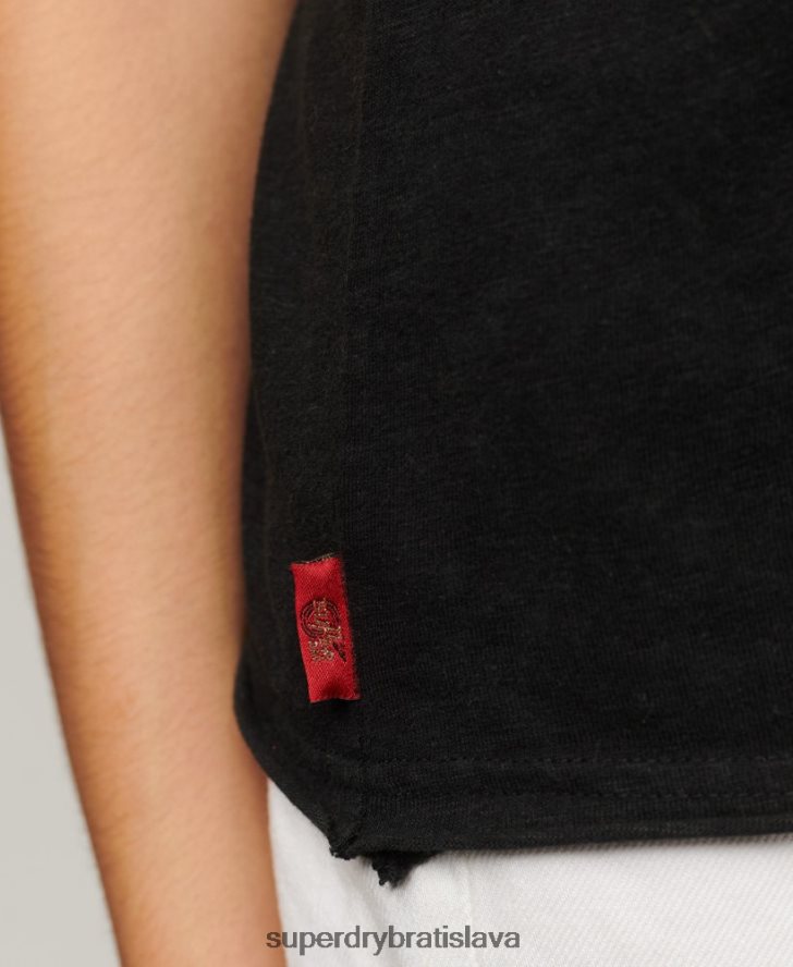 Superdry ženy vintage merch store vesta 6B4ZTR2964 oblečenie čierna