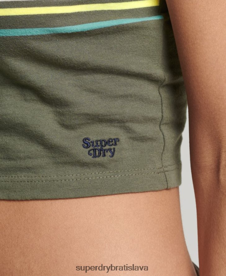 Superdry ženy vintage pruhované surfové tielko 6B4ZTR2930 oblečenie zelená