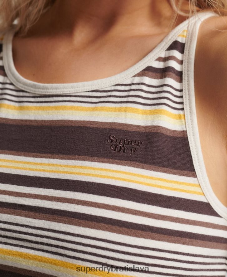 Superdry ženy vintage pruhované surfové tielko 6B4ZTR2962 oblečenie hnedá