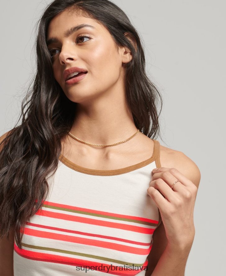 Superdry ženy vintage pruhované surfové tielko 6B4ZTR2981 oblečenie sivá