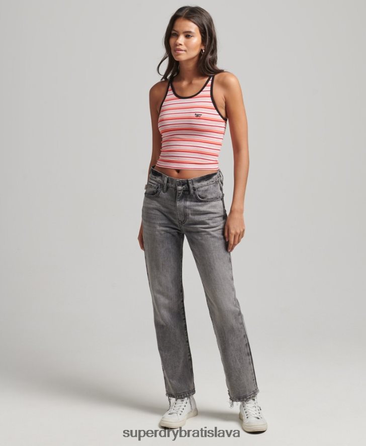Superdry ženy vintage pruhovaná vesta kali 6B4ZTR2957 oblečenie koralový