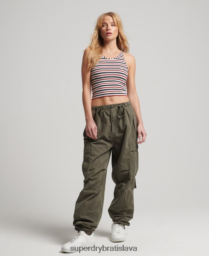 Superdry ženy vintage pruhovaná vesta kali 6B4ZTR2973 oblečenie biely