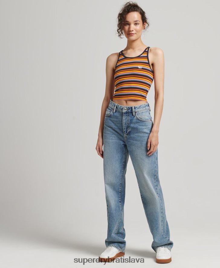 Superdry ženy vintage pruhovaná vesta kali 6B4ZTR2985 oblečenie námorníctvo