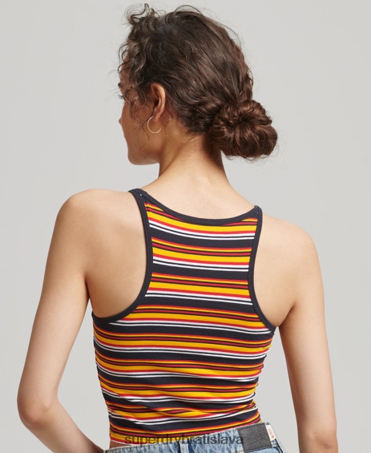 Superdry ženy vintage pruhovaná vesta kali 6B4ZTR2985 oblečenie námorníctvo