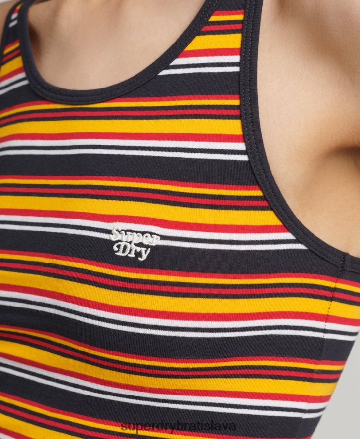 Superdry ženy vintage pruhovaná vesta kali 6B4ZTR2985 oblečenie námorníctvo