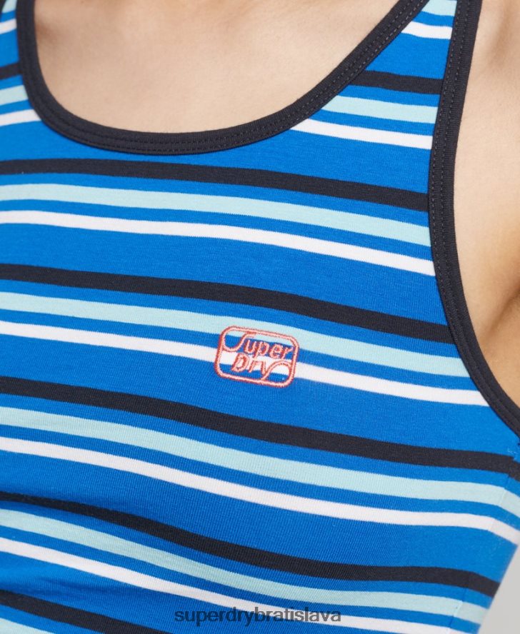 Superdry ženy vintage pruhovaná vesta kali 6B4ZTR2986 oblečenie svetlo modrá