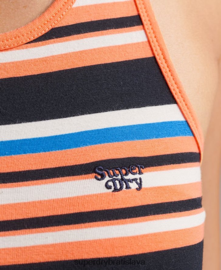 Superdry ženy vintage pruhovaná vesta kali 6B4ZTR6586 oblečenie oranžová