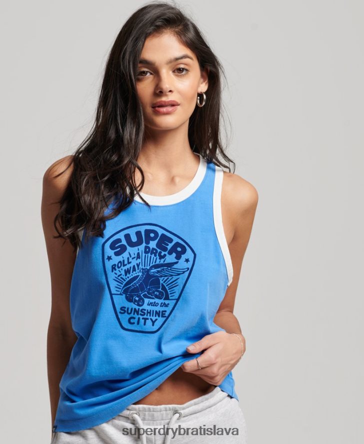 Superdry ženy vintage rolka s vestou 6B4ZTR2174 oblečenie Modrá