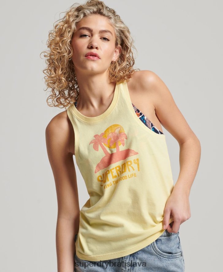 Superdry ženy vintage tielko s výrezom kali 6B4ZTR2200 oblečenie žltá