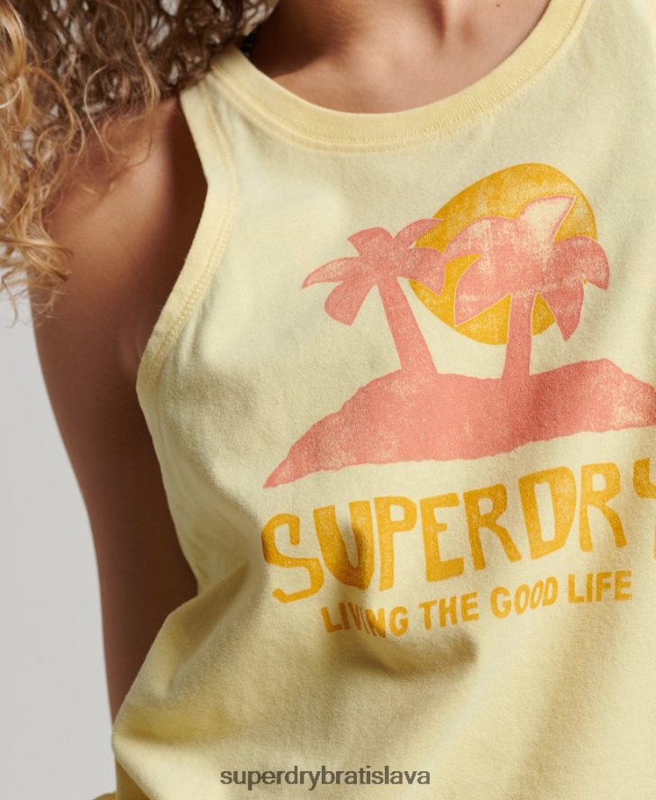 Superdry ženy vintage tielko s výrezom kali 6B4ZTR2200 oblečenie žltá
