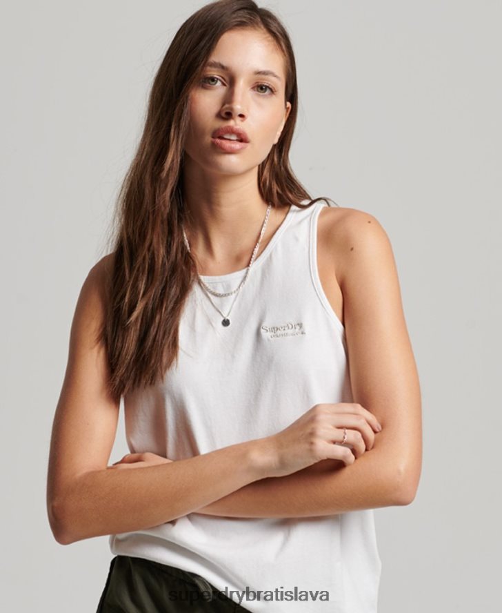 Superdry ženy vintage vesta s logom 6B4ZTR2883 oblečenie biely