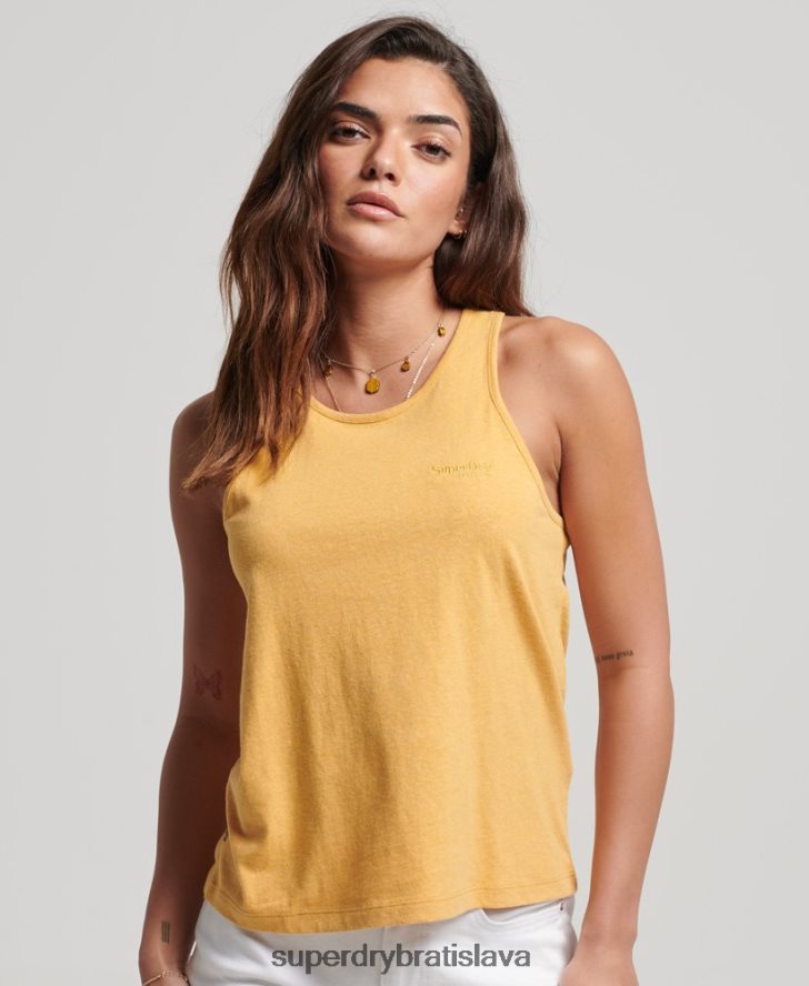Superdry ženy vintage vesta s logom 6B4ZTR3002 oblečenie žltá