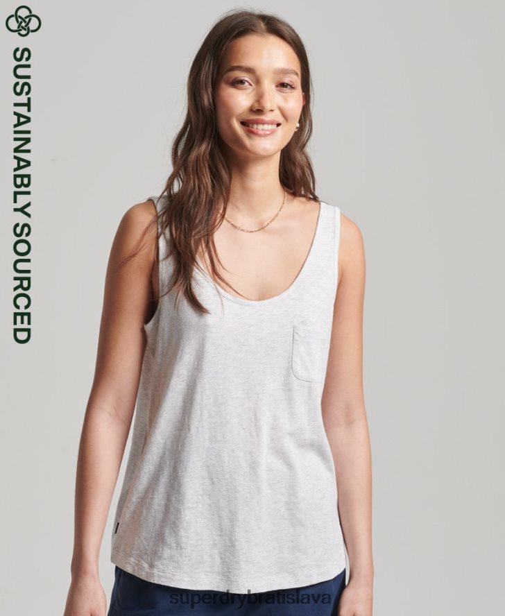 Superdry ženy vreckové tielko z organickej bavlny 6B4ZTR6590 oblečenie svetlo šedá