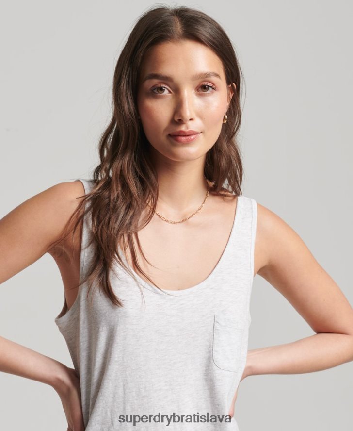 Superdry ženy vreckové tielko z organickej bavlny 6B4ZTR6590 oblečenie svetlo šedá