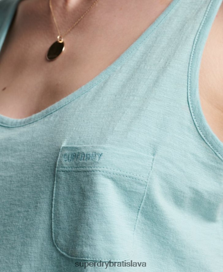 Superdry ženy vreckové tielko z organickej bavlny 6B4ZTR6744 oblečenie Modrá