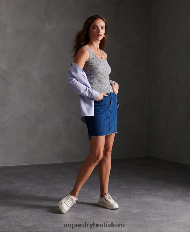 Superdry ženy základné tielko pointelle 6B4ZTR3088 oblečenie svetlo šedá