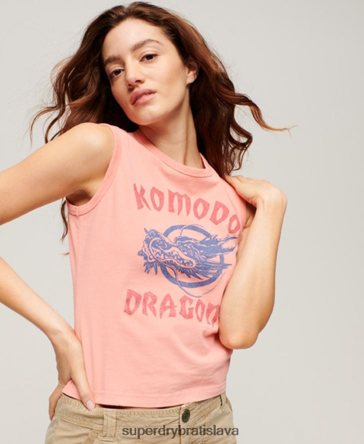 Superdry x Komodo ženy klasická dračia vesta 6B4ZTR2116 oblečenie koralový