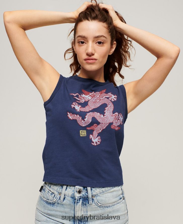 Superdry x Komodo ženy vintage tielko 6B4ZTR2164 oblečenie námorníctvo