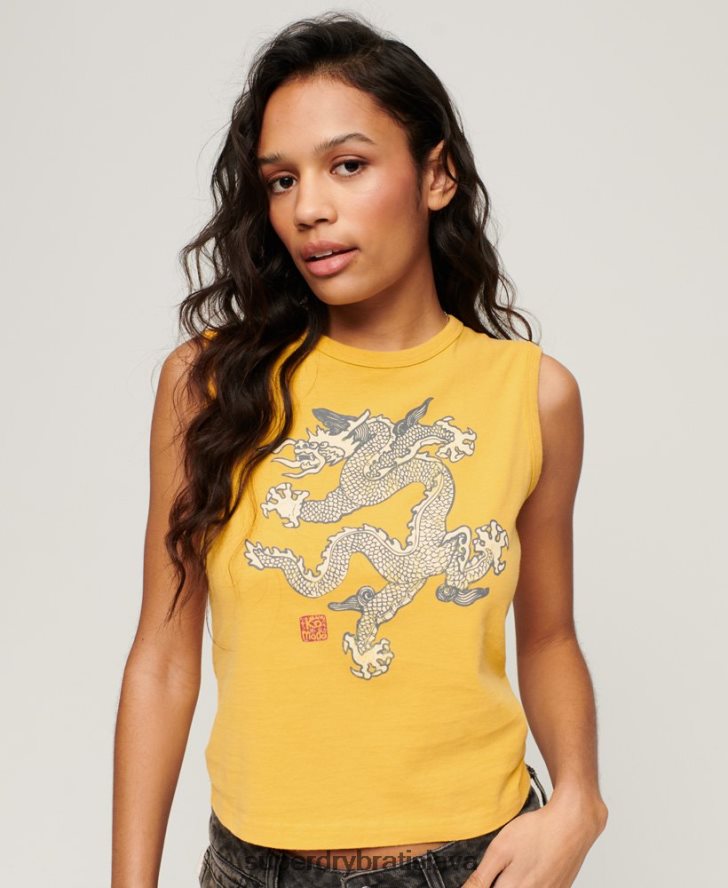 Superdry x Komodo ženy vintage tielko 6B4ZTR2166 oblečenie žltá
