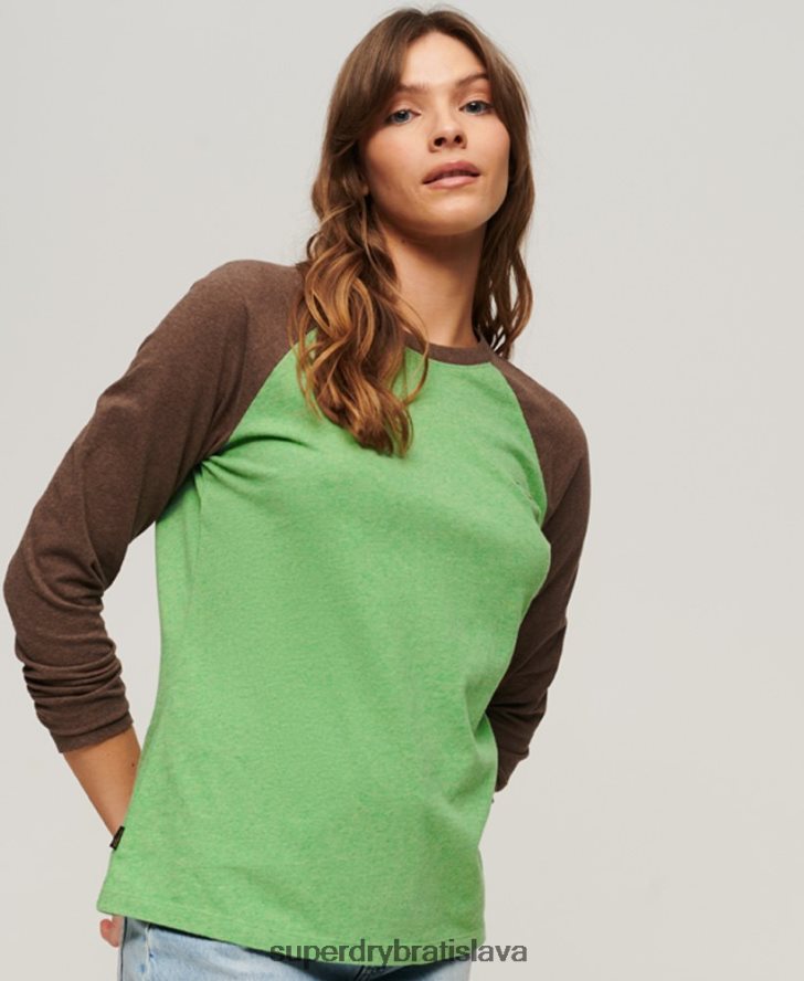 Superdry ženy Bejzbalový top s vintage logom z organickej bavlny 6B4ZTR2198 oblečenie zelená