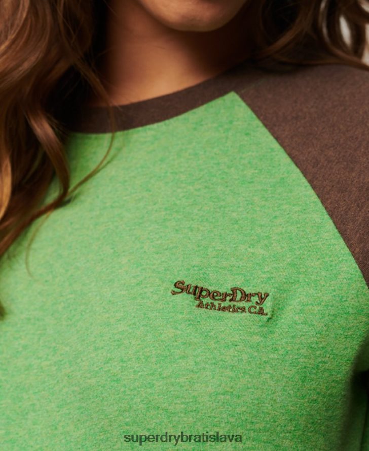 Superdry ženy Bejzbalový top s vintage logom z organickej bavlny 6B4ZTR2198 oblečenie zelená