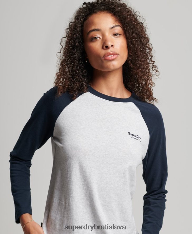 Superdry ženy Bejzbalový top s vintage logom z organickej bavlny 6B4ZTR2899 oblečenie sivá