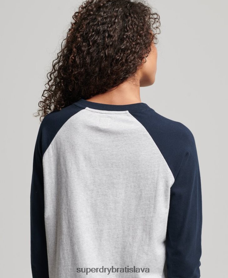 Superdry ženy Bejzbalový top s vintage logom z organickej bavlny 6B4ZTR2899 oblečenie sivá