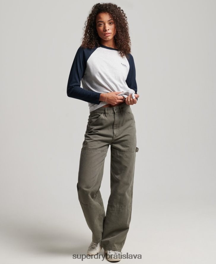 Superdry ženy Bejzbalový top s vintage logom z organickej bavlny 6B4ZTR2899 oblečenie sivá