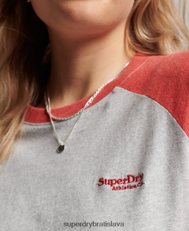 Superdry ženy Bejzbalový top s vintage logom z organickej bavlny 6B4ZTR2907 oblečenie svetlo šedá