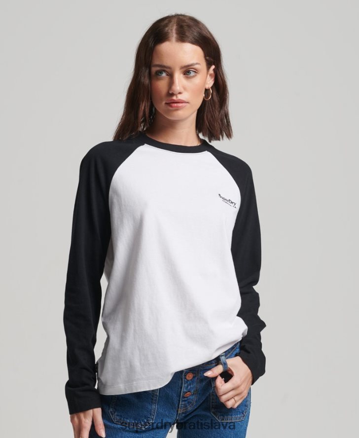 Superdry ženy Bejzbalový top s vintage logom z organickej bavlny 6B4ZTR2974 oblečenie biely