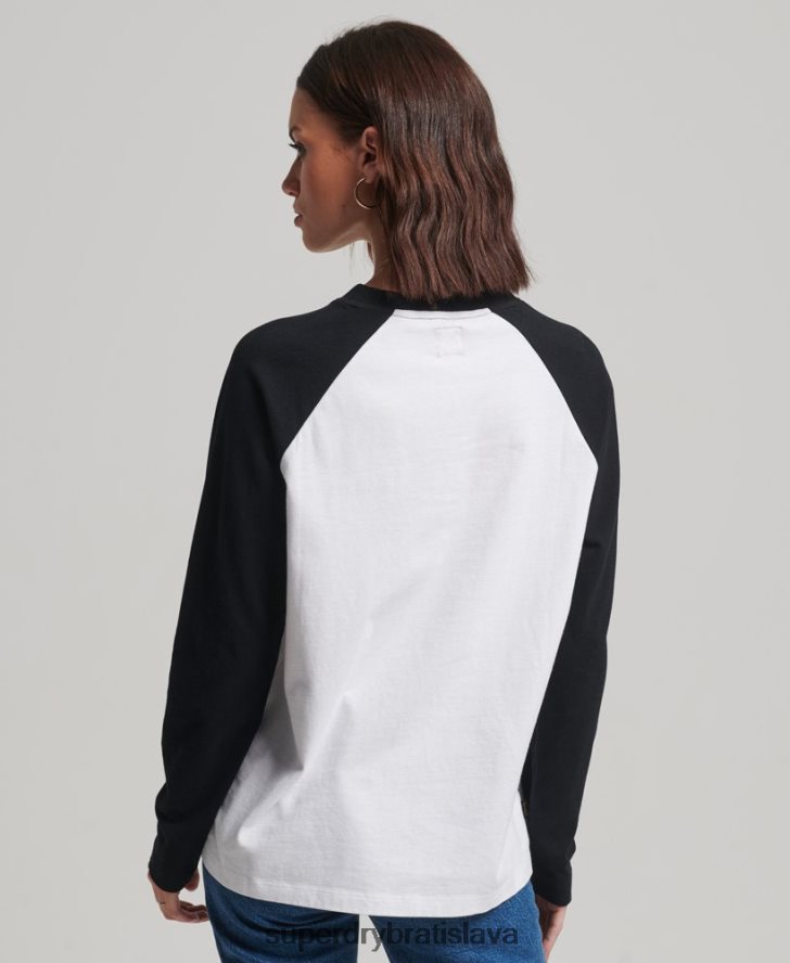 Superdry ženy Bejzbalový top s vintage logom z organickej bavlny 6B4ZTR2974 oblečenie biely