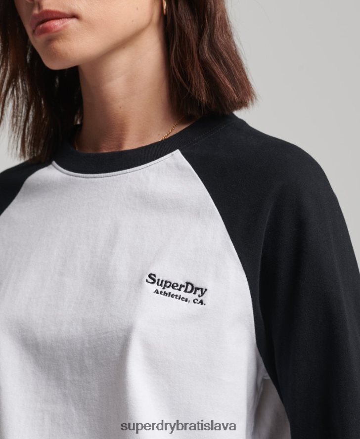 Superdry ženy Bejzbalový top s vintage logom z organickej bavlny 6B4ZTR2974 oblečenie biely