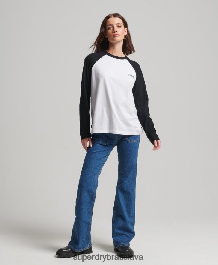 Superdry ženy Bejzbalový top s vintage logom z organickej bavlny 6B4ZTR2974 oblečenie biely