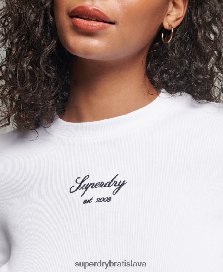 Superdry ženy Heritage logo crop fit top 6B4ZTR2975 oblečenie biely
