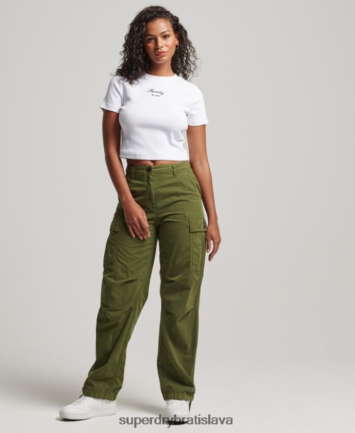 Superdry ženy Heritage logo crop fit top 6B4ZTR2975 oblečenie biely