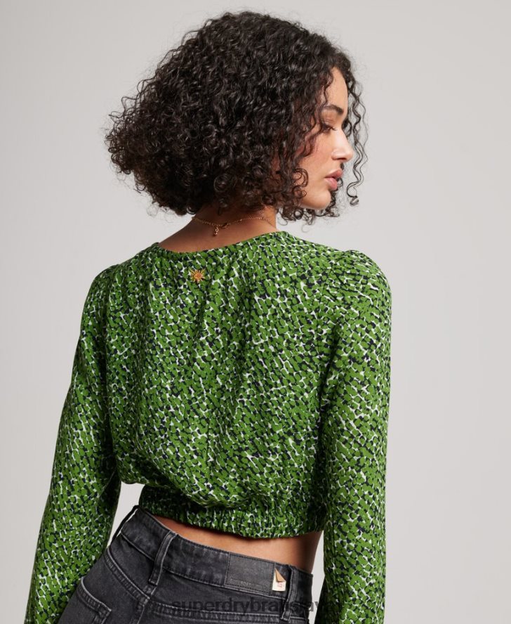 Superdry ženy Vintage kravata vpredu 6B4ZTR2952 oblečenie zelená