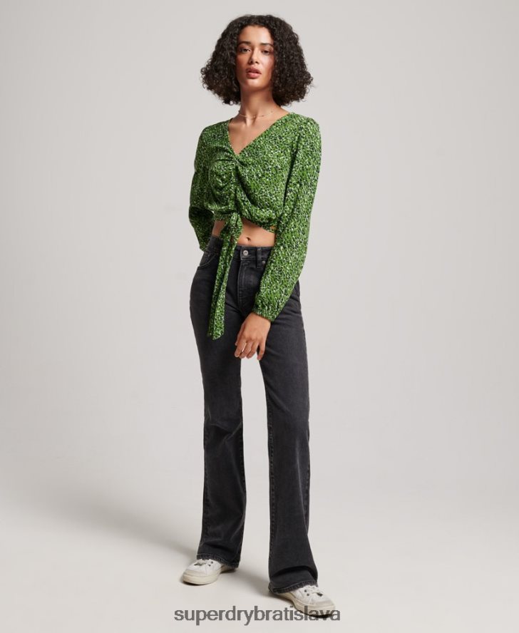 Superdry ženy Vintage kravata vpredu 6B4ZTR2952 oblečenie zelená