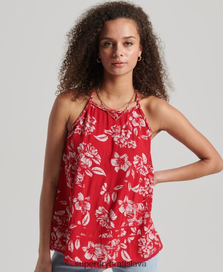 Superdry ženy Vintage plážová košeľa 6B4ZTR6659 oblečenie červená