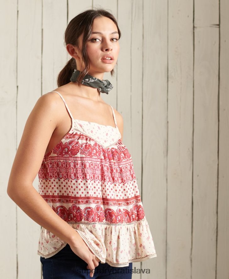Superdry ženy ameera cami top 6B4ZTR3043 oblečenie Ružová