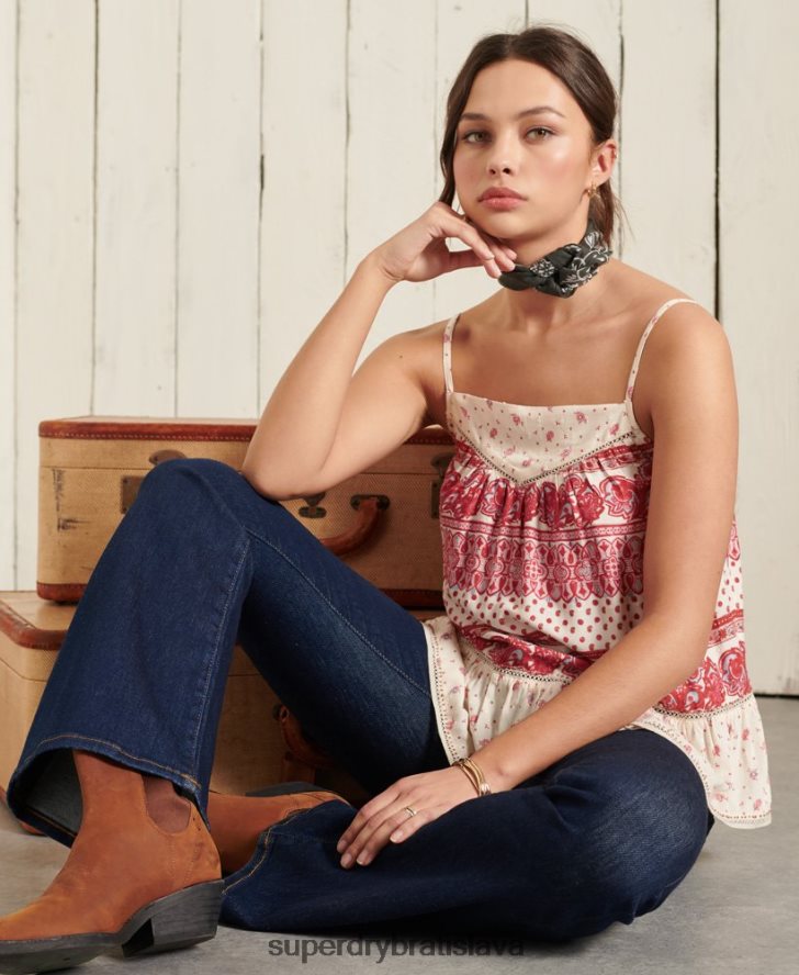 Superdry ženy ameera cami top 6B4ZTR3043 oblečenie Ružová